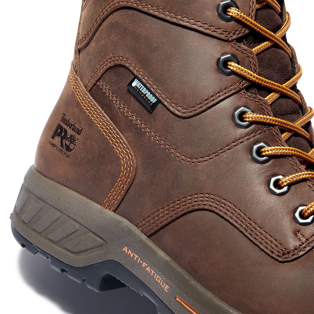 Timberland Μποτακια Εργασίας Ανδρικα Καφε/Μαυρα - Pro® Helix Hd 8\" Comp Toe - Greece 1260374-JG